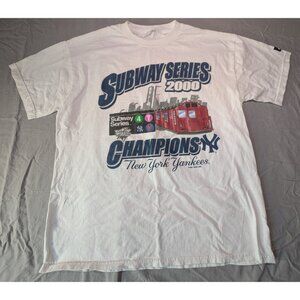 VTG New York Subway Series 2000 Shirt Mens XL White Mets Yankees MLB Y2K *READ*